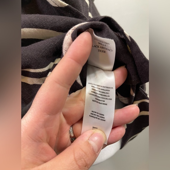 Rails Brown Abstract Linen Blend Sleeveless Button Up Tie front Rompers Size S - Picture 7 of 10